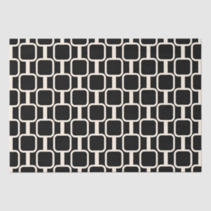 Mod Links Retro Modern Geometric Black and Cream Tissue Paper