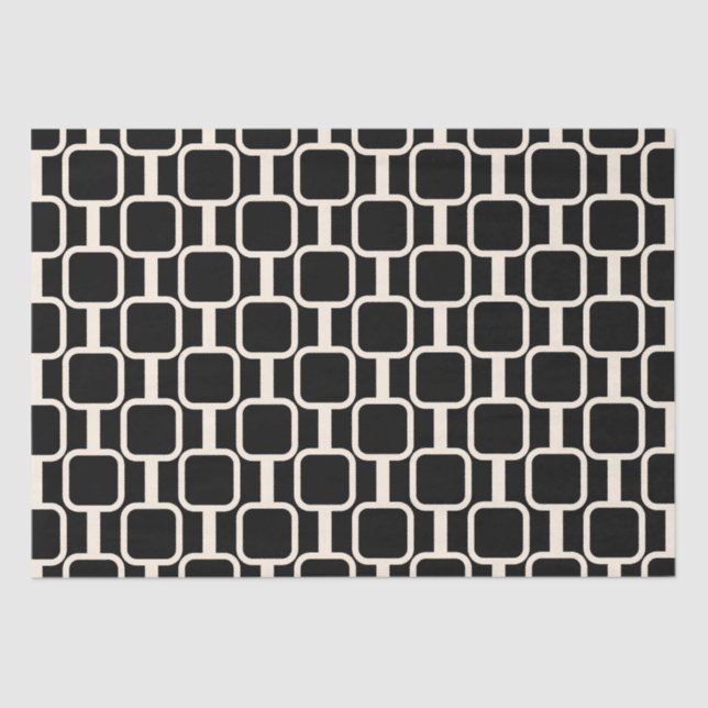 Mod Links Retro Modern Geometric Black and Cream Tissue Paper (Front)