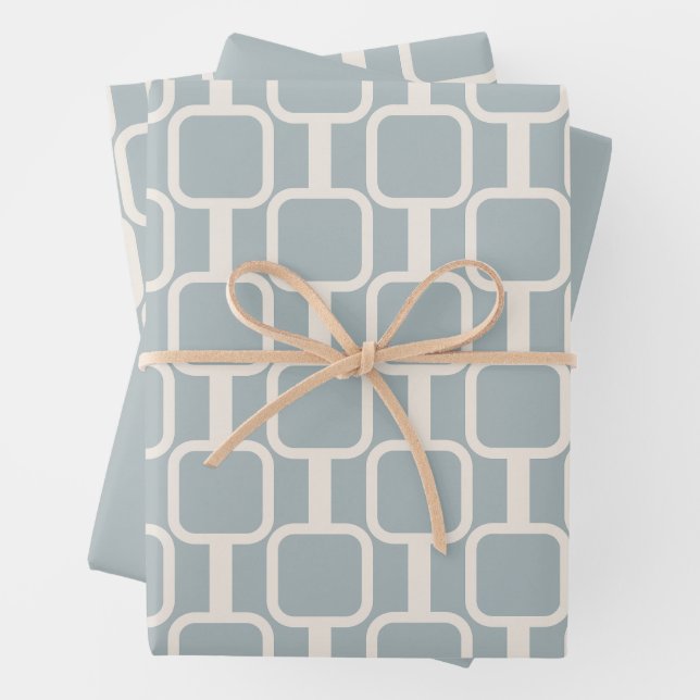 Mod Links Retro Modern Geometric Pattern Wrapping Paper Sheet (In situ)