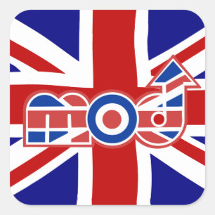 Mod Logo Union Jack Background square stickers