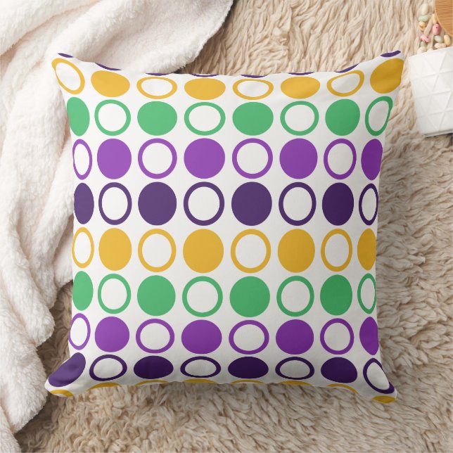 Mod Mardi Gras Dots Cushion (Blanket)