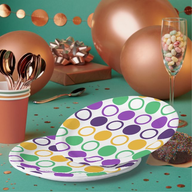 Mod Mardi Gras Dots Paper Plate (Multi)