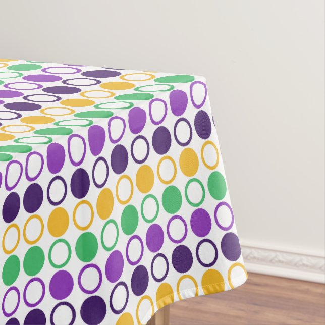 Mod Mardi Gras Dots Tablecloth (In Situ)