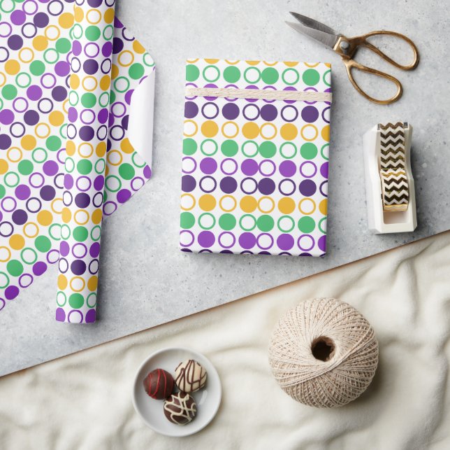 Mod Mardi Gras Dots Wrapping Paper (Crafts)