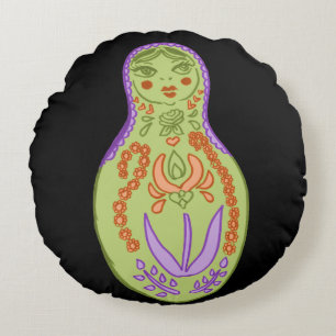 Mod Matryoshka Doll Throw Pillow