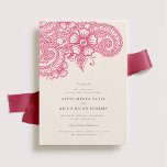 Mod Mehandi Hindu wedding invitations<br><div class="desc">Celebrate your special day with this modern henna-inspired wedding invitation, blending cultural elegance with contemporary design. Featuring intricate floral and paisley motifs in a vibrant fuchsia hue, this design adds a fresh and bold twist to traditional henna art. The crisp serif typography, paired with graceful script accents, highlights the couple's...</div>
