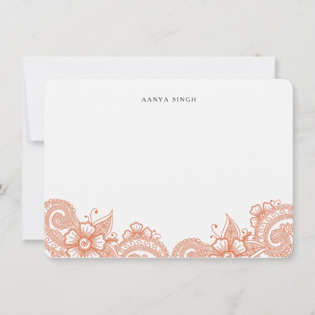 Mod Mehandi Personalised Stationery Card (Front)