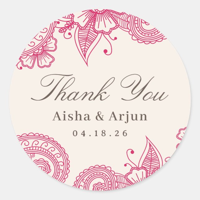 Mod Mehandi Wedding Favour Stickers (Front)
