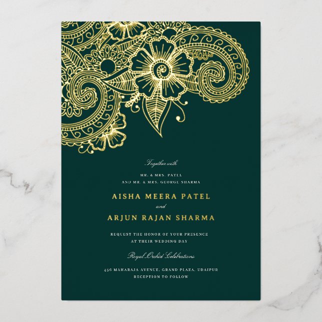 Mod Mehandi Wedding Invitation (Front)