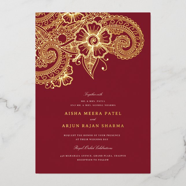 Mod Mehandi Wedding Invitation (Front)