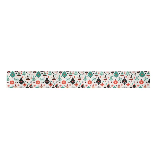 MOD Mid Century Modern Atomic Christmas Satin Ribbon (Front)