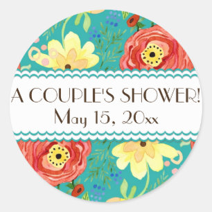 Mod Modern Floral Ranunculus Leaf Rose Bracket Classic Round Sticker