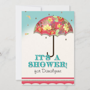 Mod Modern Floral Ranunculus Umbrella Baby Shower Invitation