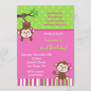 Mod Monkey Birthday Invitations
