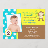 Mod Monkey Birthday Party Invitation
