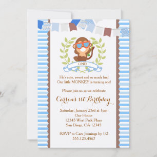 Mod Monkey Boy Birthday Invitation