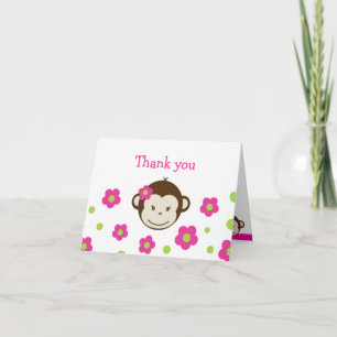 Mod Monkey Girl Folded Thank you note cards