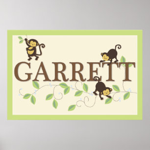 Mod Monkey Personalised Custom Baby Name Poster