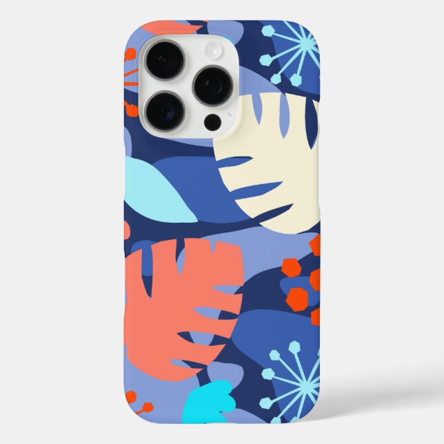 Mod Monstera Leaf Abstract Hawaiian Tropical Royal Case-Mate iPhone Case (Back)