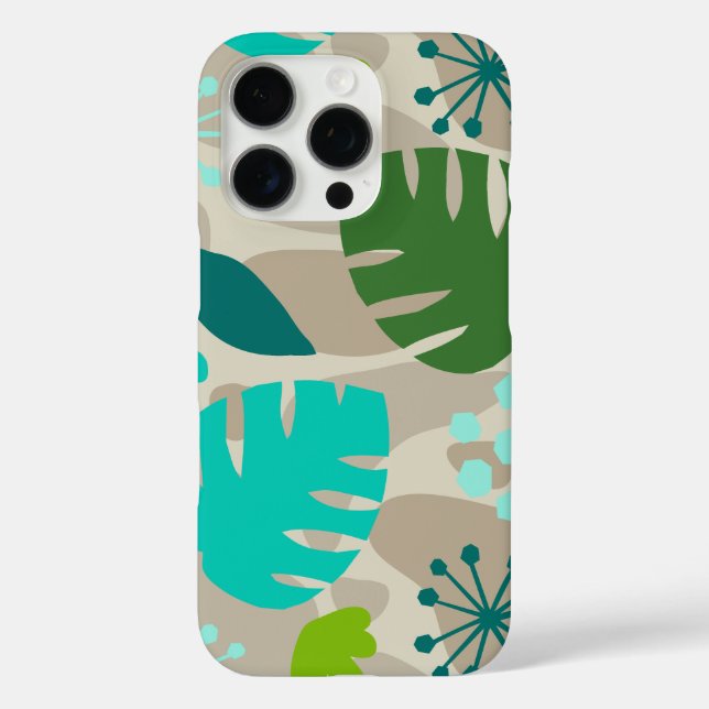Mod Monstera Leaf Abstract Hawaiian Tropical Taupe Case-Mate iPhone Case (Back)