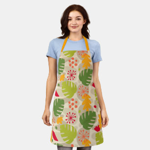 Mod Monstera Leaf Abstract Hawaiian Tropical -Warm Apron