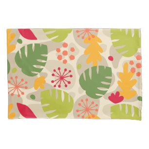 Mod Monstera Leaf Abstract Hawaiian Tropical -Warm Pillowcase