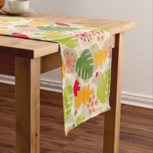 Mod Monstera Leaf Abstract Hawaiian Tropical -Warm Short Table Runner