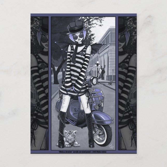 Mod Moped Urban City Fairy Misty Postcard (Front)