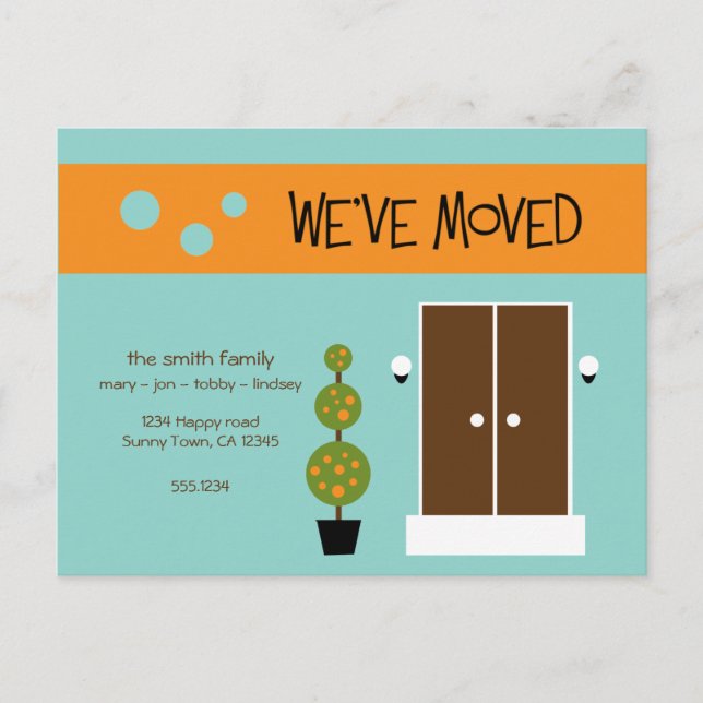 Mod Moving Announcment Postcard (Front)
