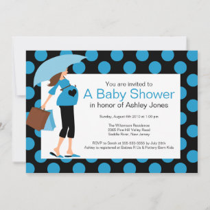 Mod Mum Baby Blue Baby Shower Invitation