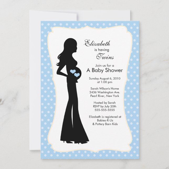 Mod Mum Twins Baby Shower Blue Boys Invitation (Front)