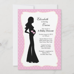 Mod Mum Twins Baby Shower Invitation