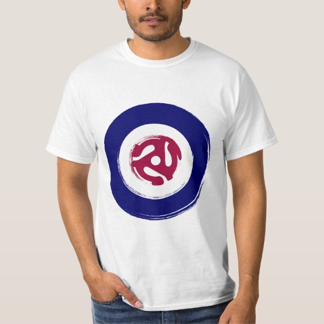 Mod Northern soul design with vinyl adaptor T-Shirt (Front)