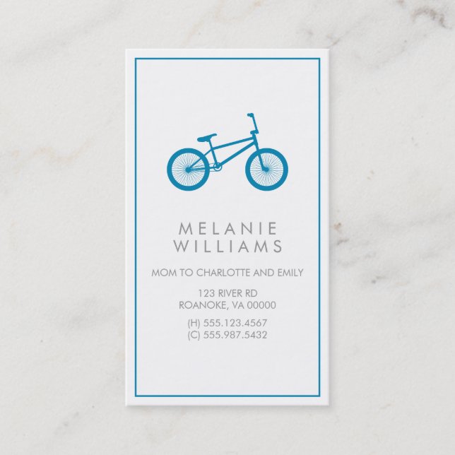 Mod Ocean Blue Bicycle Calling Card (Front)