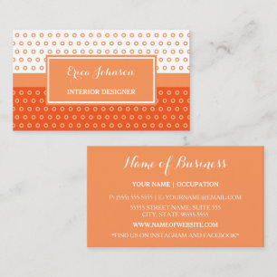 Mod Orange and White Polka Dots Interior Designer Business Card
