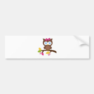 Mod Owl Design Birthday Party Invitation Favours Bumper Sticker