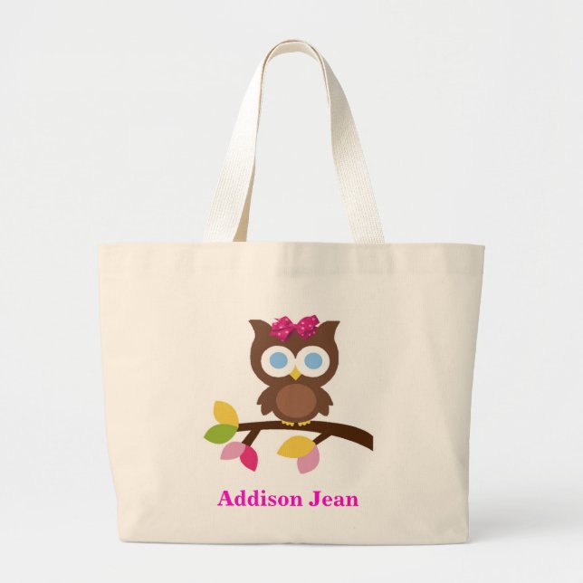 Mod Owl Design Birthday Party Invitation Favours Large Tote Bag (Front)