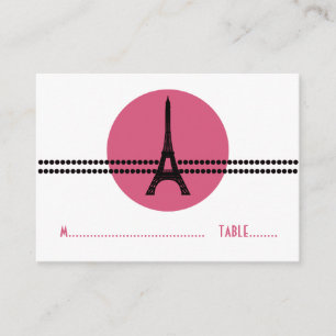 Mod Parisian Dots Place Card, Pink Place Card