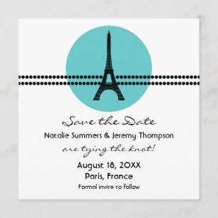 Mod Parisian Dots Save the Date Invite, Aqua