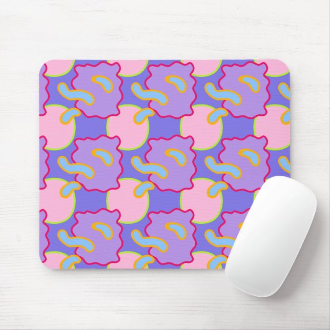Mod Pastel Bubbles And Blobs Mouse Mat (With Mouse)