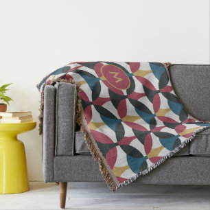 Mod Pattern Fleece Blanket with Monogram