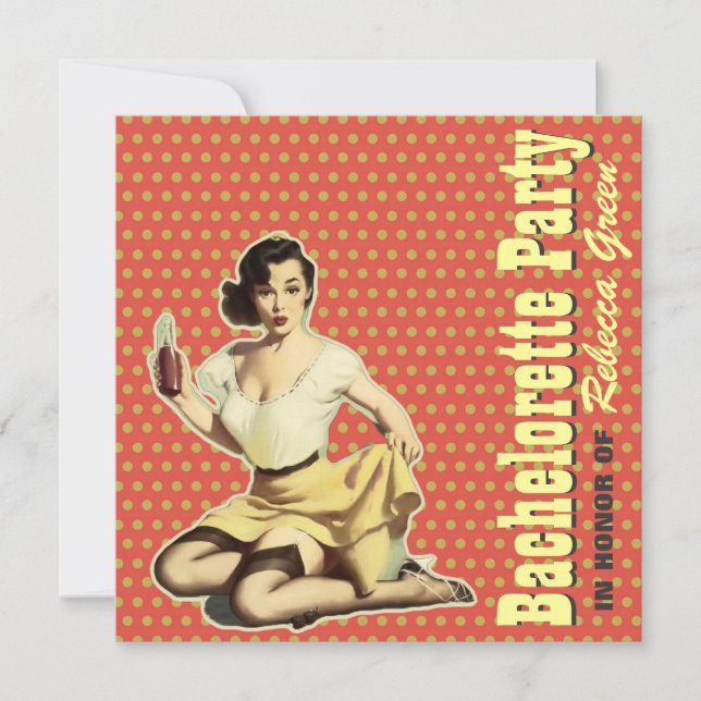 mod pattern retro pin up bachelorette party invitation (Front)