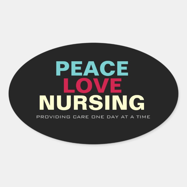 Mod Peace Love Nursing Oval Sticker (Front)