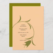 MOD PEACH & OLIVE TULIP WEDDING Invitation