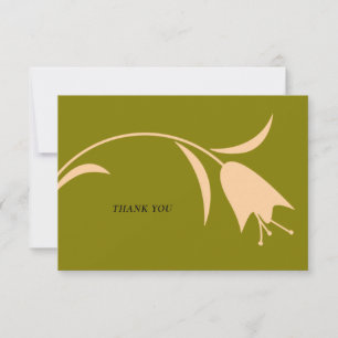 MOD PEACH & OLIVE TULIP WEDDING THANK YOU CARD