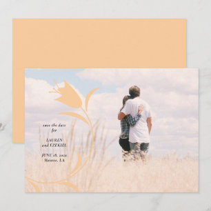 MOD PEACH TULIP WEDDING SAVE THE DATE INVITATION