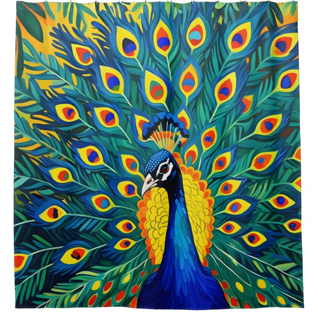Mod Peacock Shower Curtain (Front)