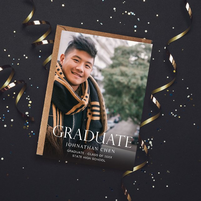 Mod Photo Graduation Party Vertical Dark Invitation (Creator Uploaded)