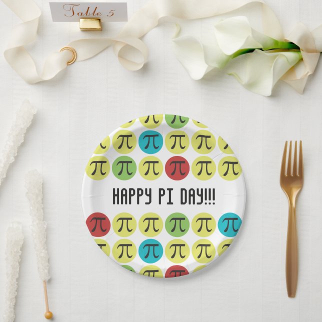 Mod Pi Party Supplies Colourful Pi Paper Plate (Wedding)