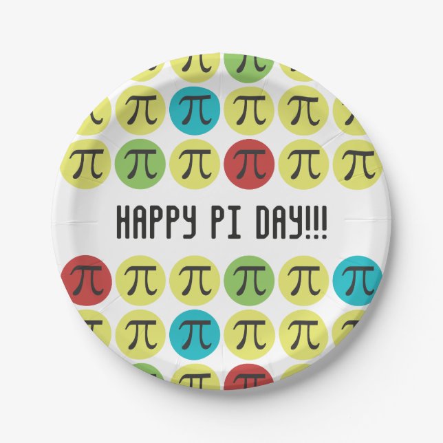 Mod Pi Party Supplies Colourful Pi Paper Plate (Front)